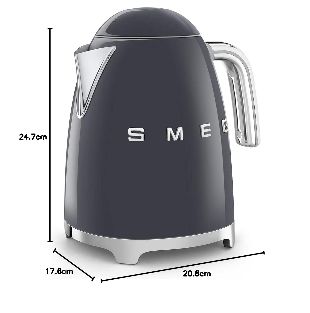 50's Style Jug Kettle 1.7L 3000W Soft Opening 360 Swivel Base Slate Grey