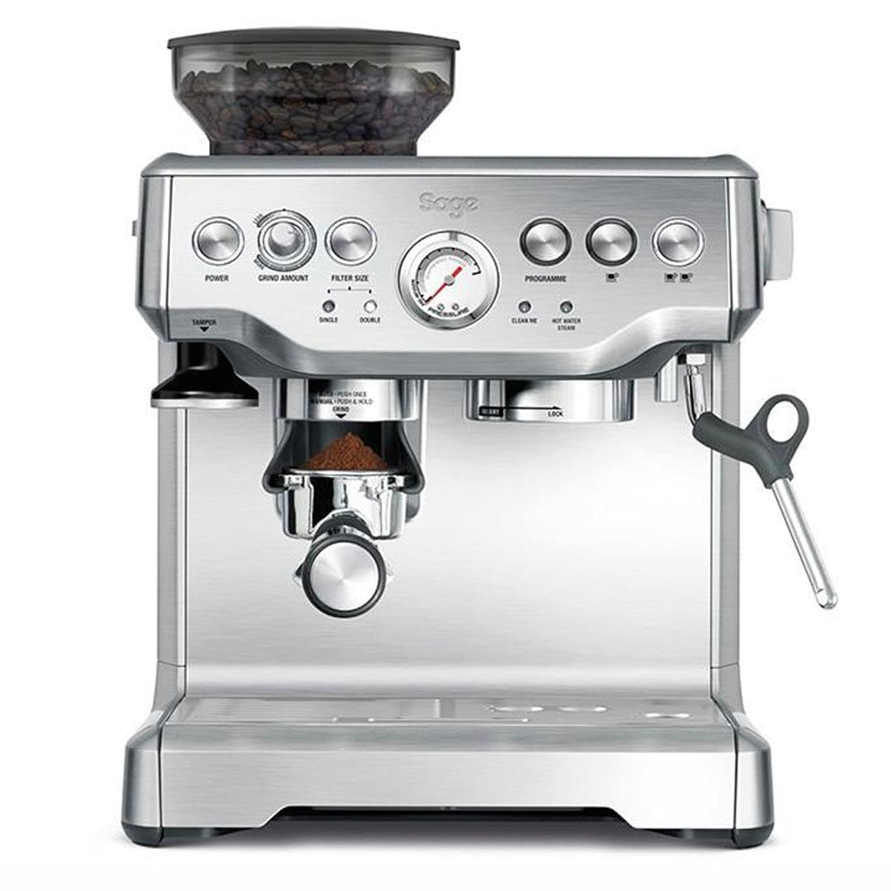 Bean To Cup Coffee Machine 16 Grind Settings 15 Bar Pump PID Temp Control Brushed Stainless Steel