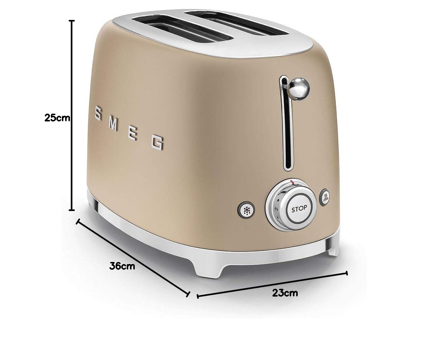 Toaster 2 Slice 950W 6 Browning Levels Bagel Function Champagne