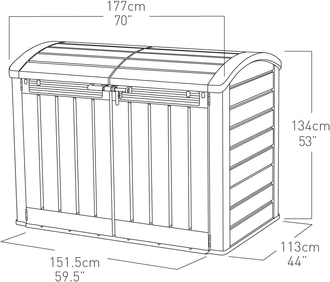 880L Resin Outdoor Storage Shed — Large Garden Storage Box in Grey
