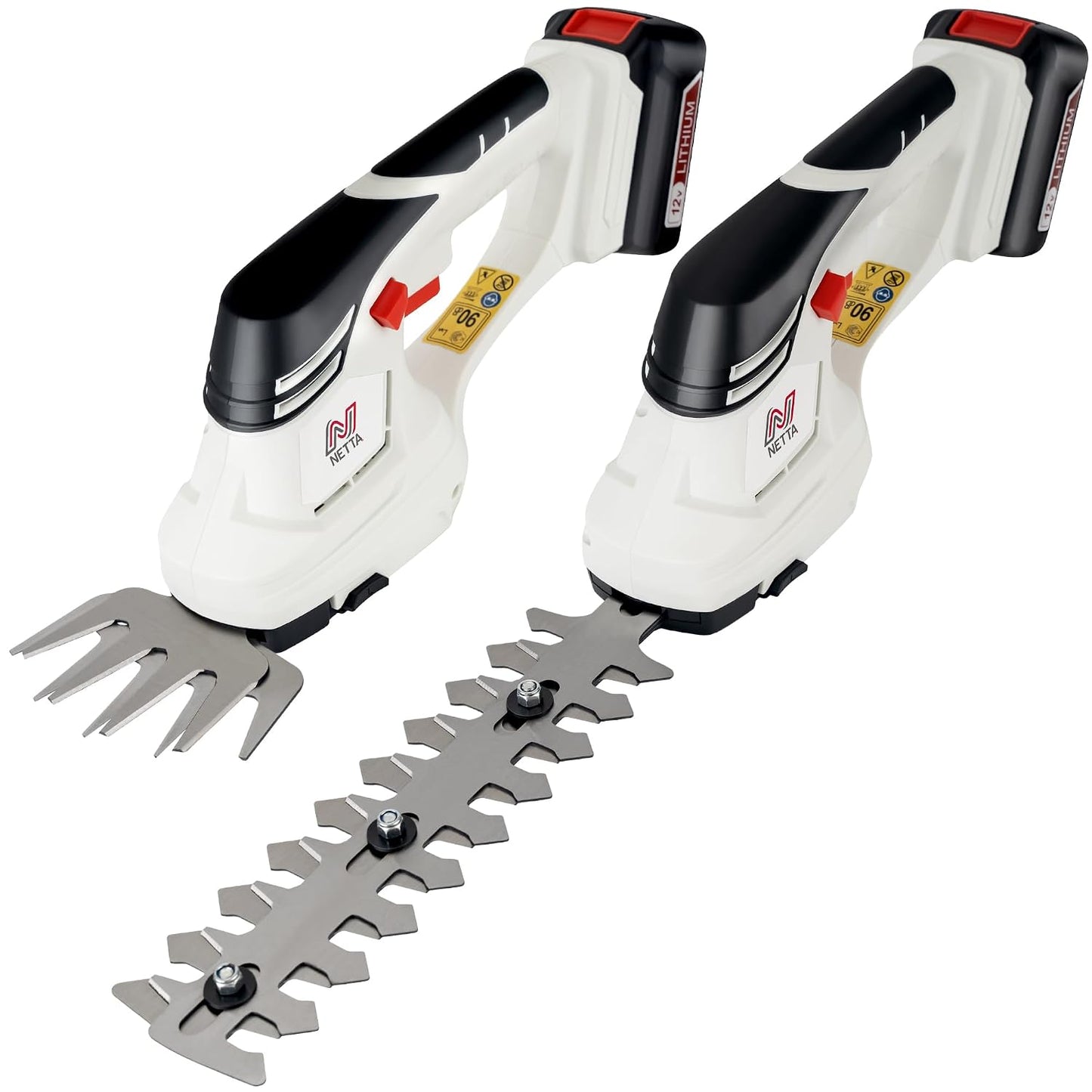 2-in-1 Cordless Hedge Trimmer & Grass Shear 7.2V 1500mAh 17cm Blade Black White