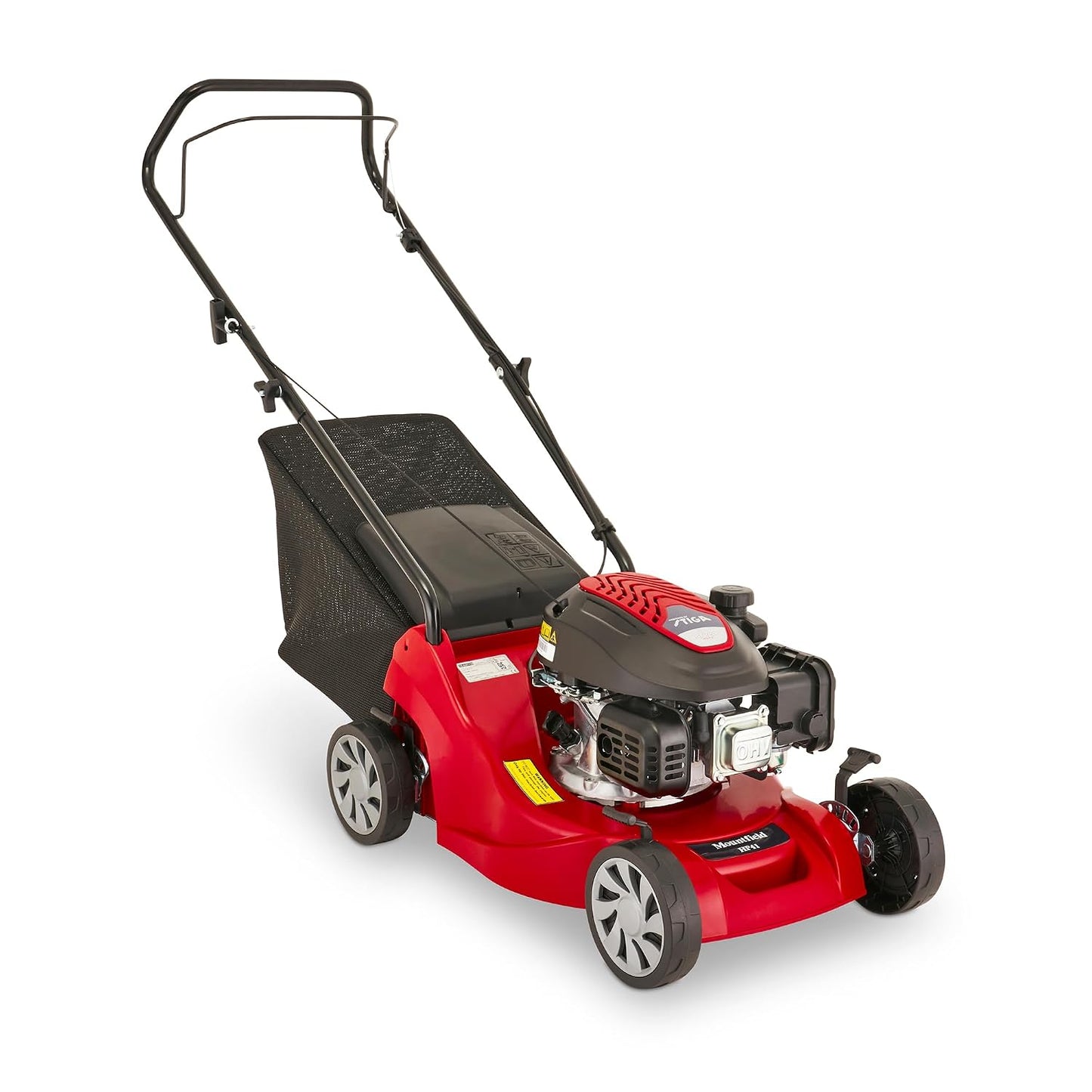 Self-Propelled Petrol Lawnmower 39cm 123cc 40L Grass Collector Red