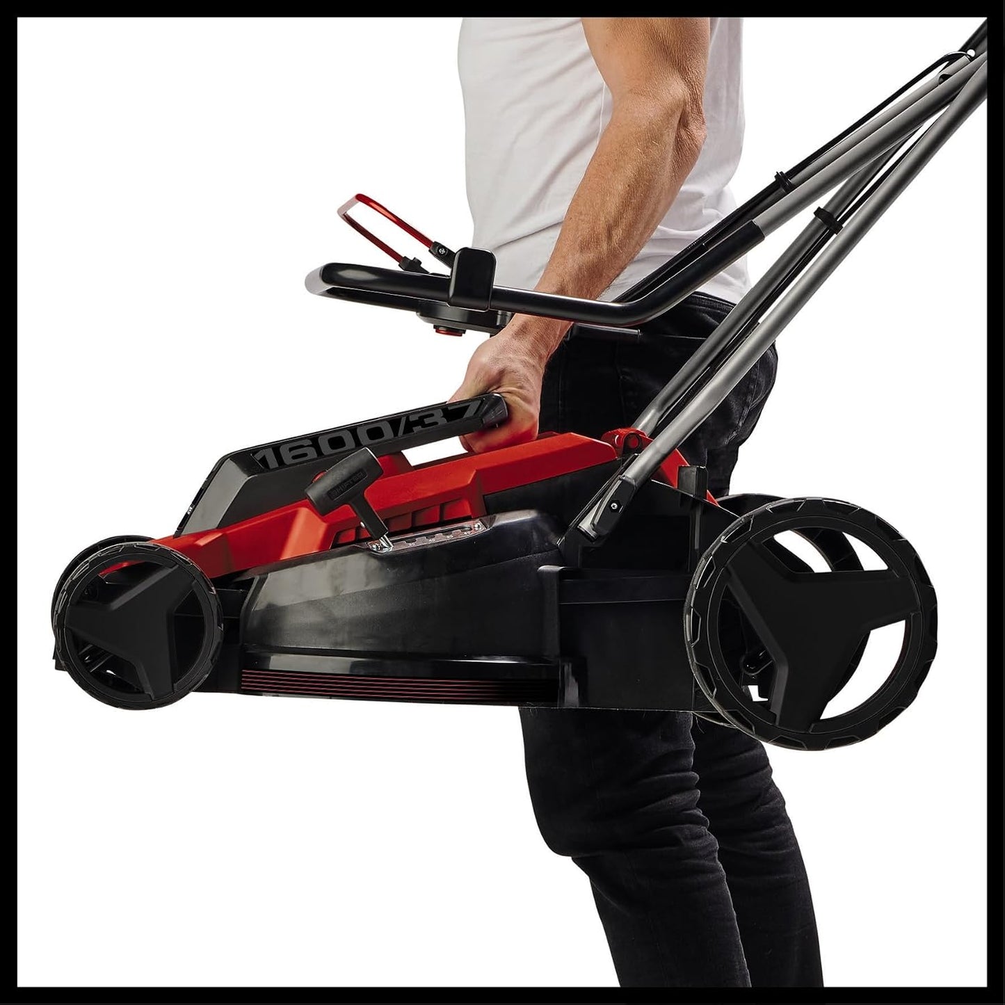 Corded Electric Lawn Mower 37cm 1600W 38L Grass Box 5 Heights Red Black