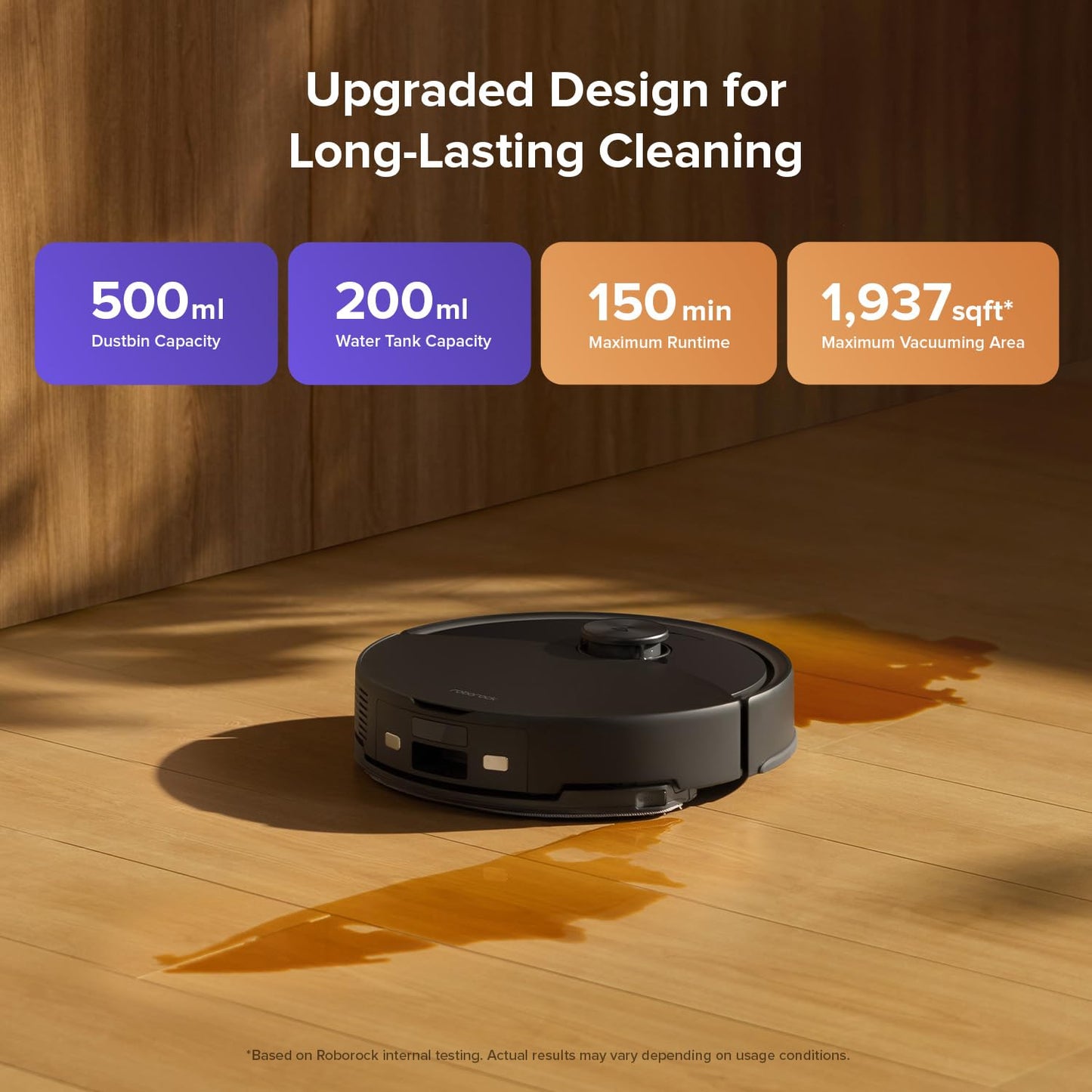 Robot Vacuum Cleaner with Mop 10,000 Pa Suction Dual Anti-Tangle Brushes Black