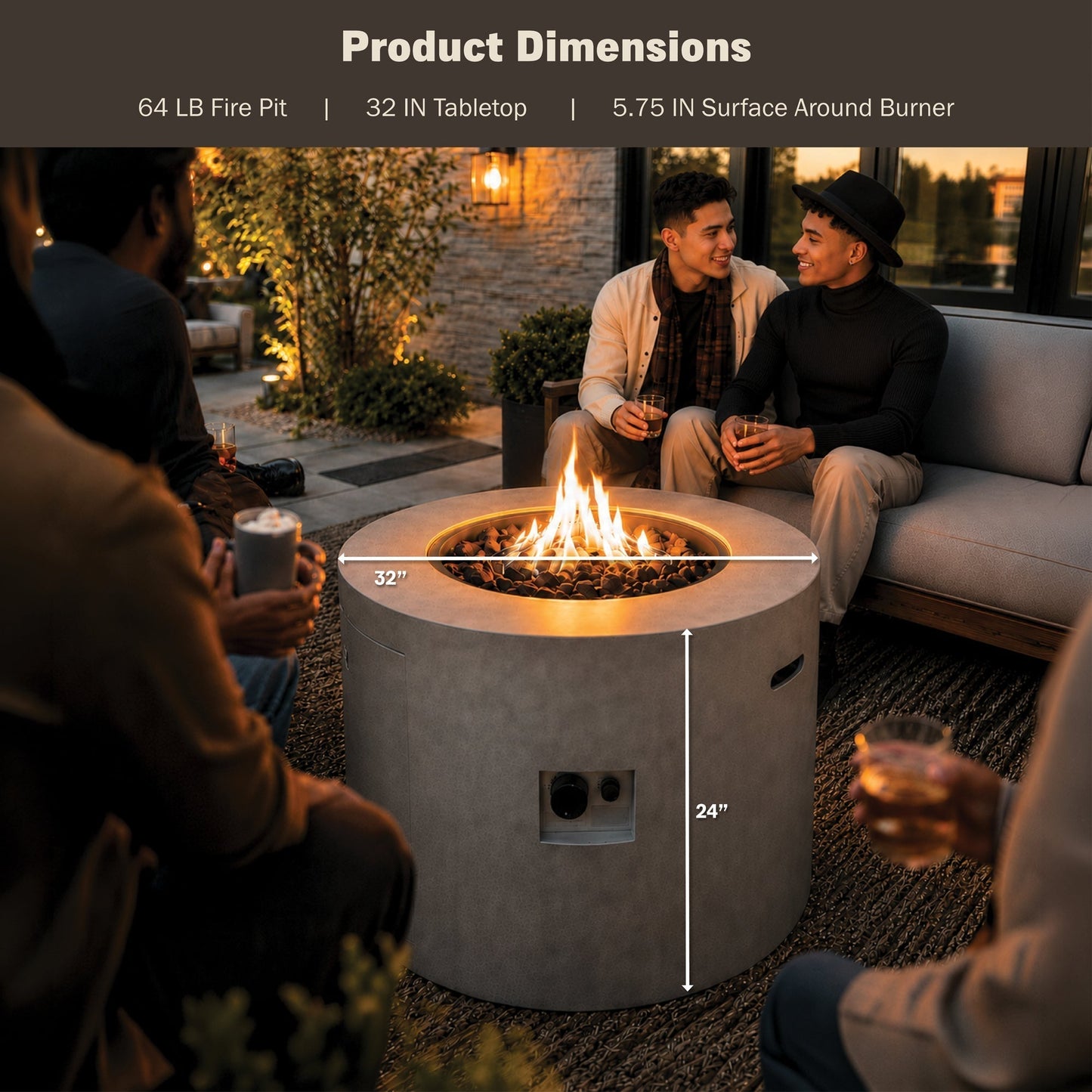 Loren 32" Outdoor Alloy Steel Fire Pit Table for Patio
