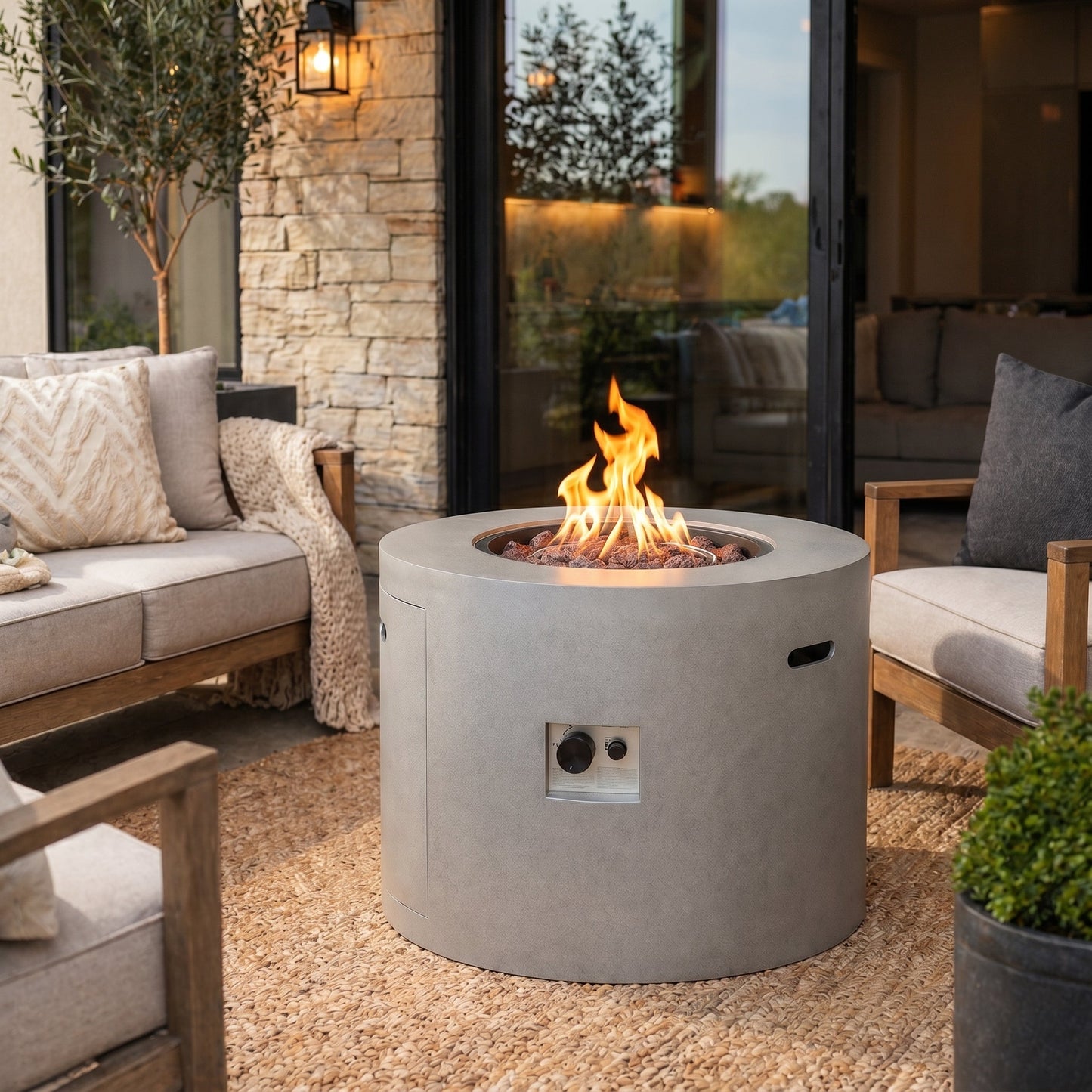 Loren 32" Outdoor Alloy Steel Fire Pit Table for Patio