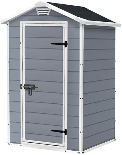 Garden Storage Shed 4 X 3 Ft Grey Resin Hinged Doors