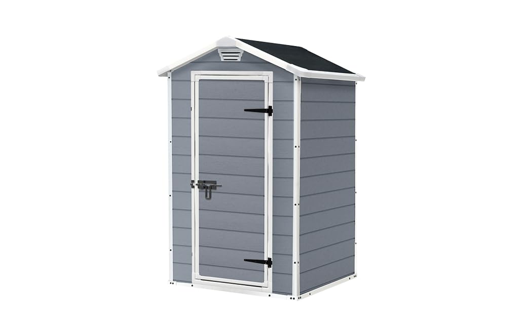 Garden Storage Shed 4 X 3 Ft Grey Resin Hinged Doors