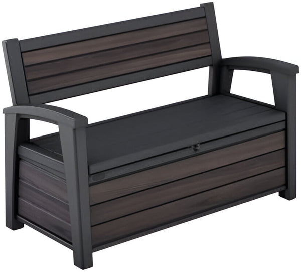 227L Outdoor Storage Bench — Seats 2, Wood-Look Resin, All-Weather
