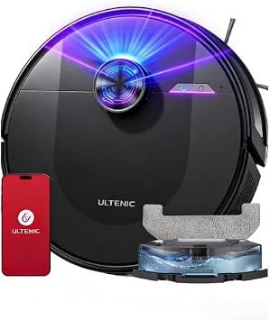 Robot Vacuum Cleaner 8000Pa LiDAR Navigation 200Mins Runtime Black