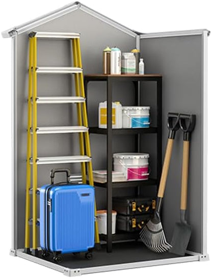 6x5ft Outdoor Plastic Garden Storage Shed — Weatherproof Grey Garden Shed