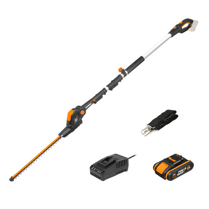Cordless Pole Hedge Trimmer 45cm 3.2m Reach 10-Position Head Black