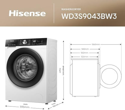 Washer Dryer 9Kg 6Kg 1400Rpm Steam Quick Wash Wifi White