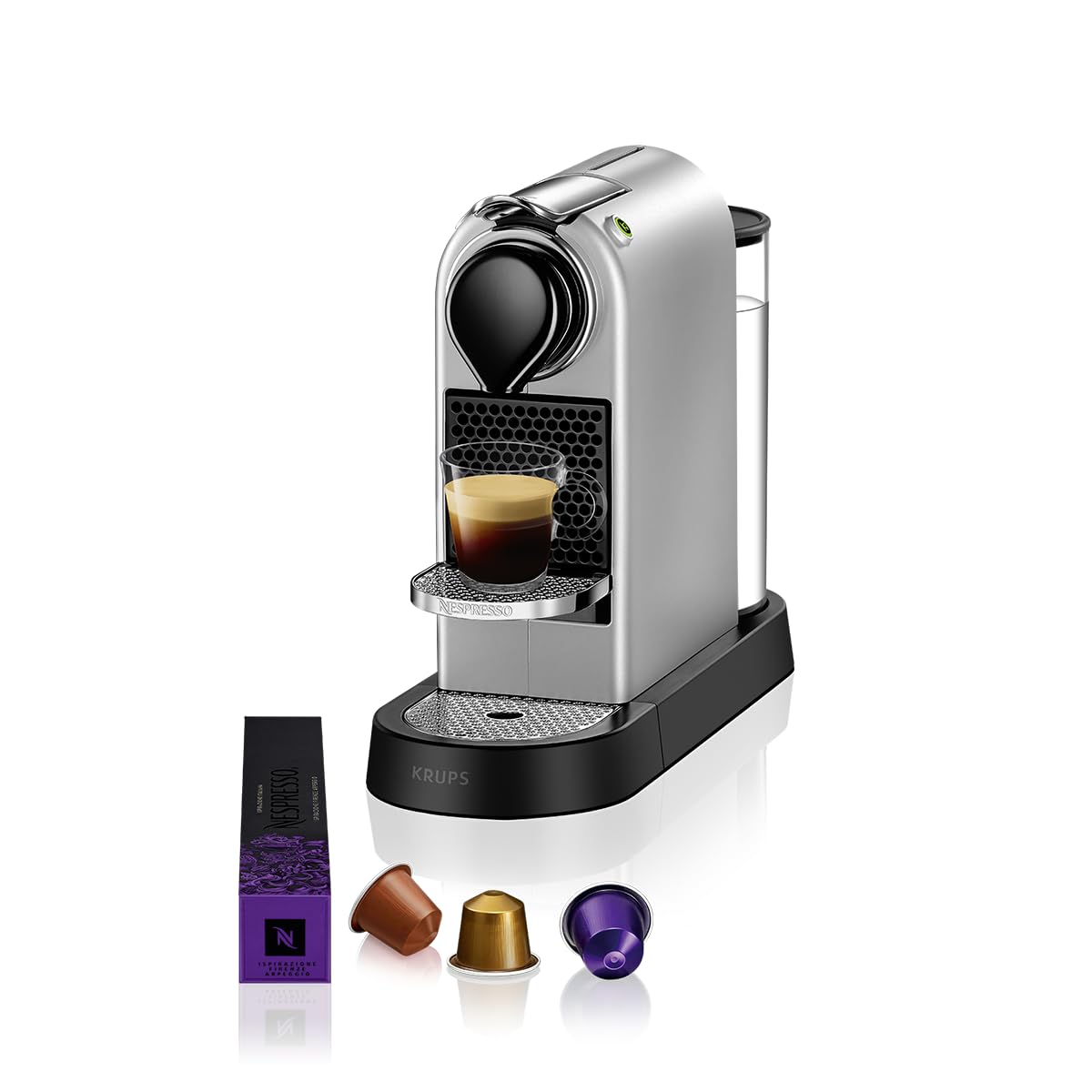 Automatic Pod Coffee Machine 1260W 1L Removable Tank Silver