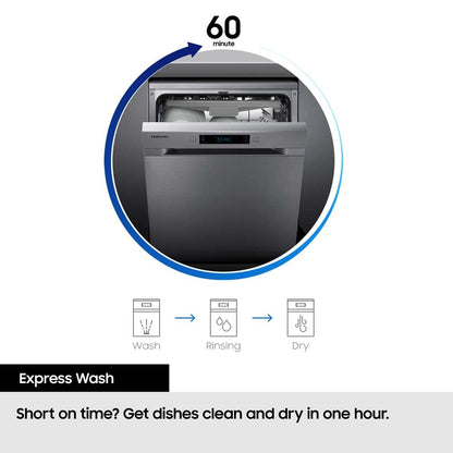 Built-In Dishwasher 14 Place Setting Auto Door Open Express Wash Black