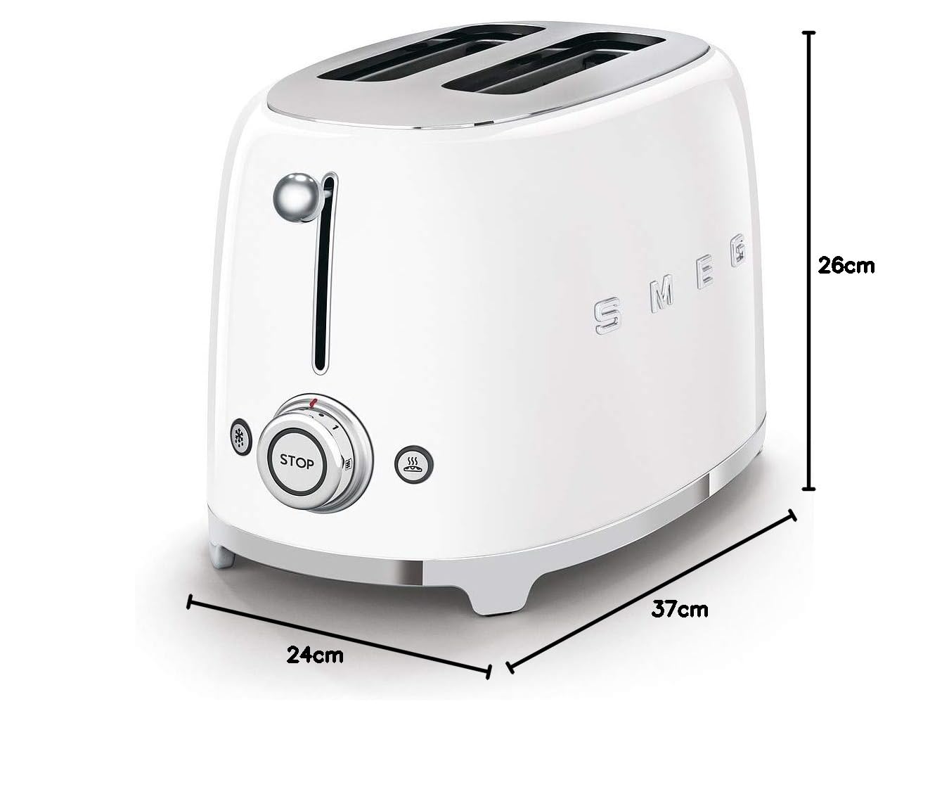 2-Slice Toaster 950W 6 Browning Levels Retro White