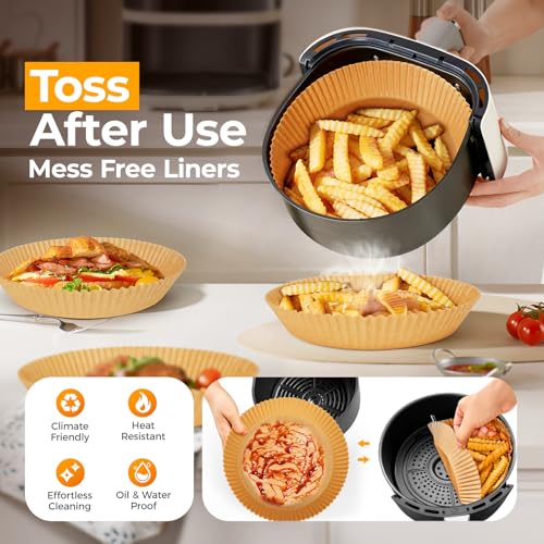 Air Fryer Liners 205 Pcs 8 Inch Disposable Non-Stick Paper For 5-8 Qt Basket
