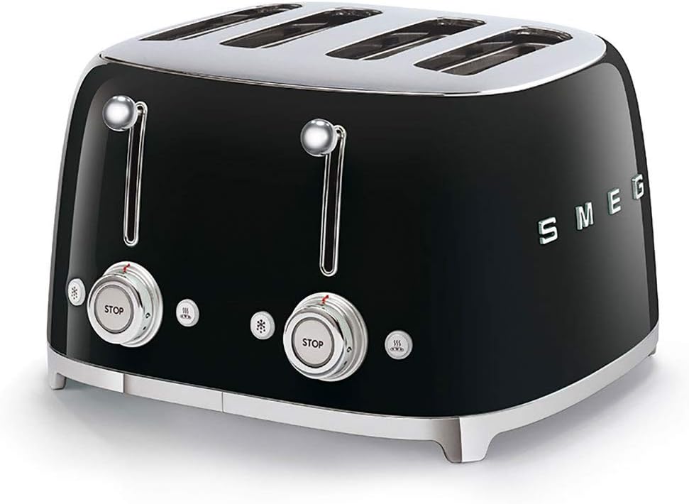4 Slice Toaster 2000W Extra Wide Slots 6 Browning Levels Black