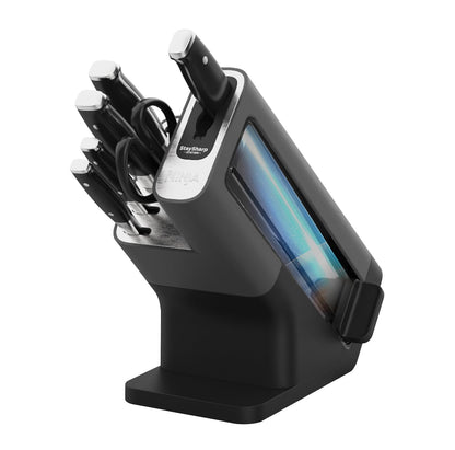 Knife Block Set With Integrated Sharpener 6-Piece Stainless Steel Black