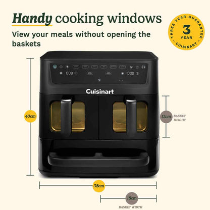 Tri Zone 13.6L Air Fryer Oven 3 Independent Cooking Zones PFAS-Free Black