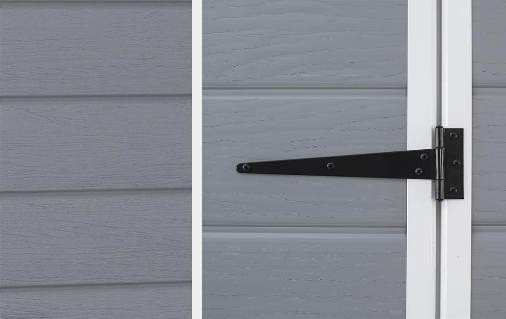 6x5ft Outdoor Plastic Garden Storage Shed — Weatherproof Grey Garden Shed
