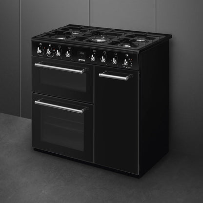90cm Dual Fuel Range Cooker 61L Fan Convection Black