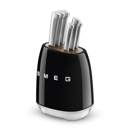 Knife Block Set With Integrated Sharpener 6-Piece Stainless Steel Black