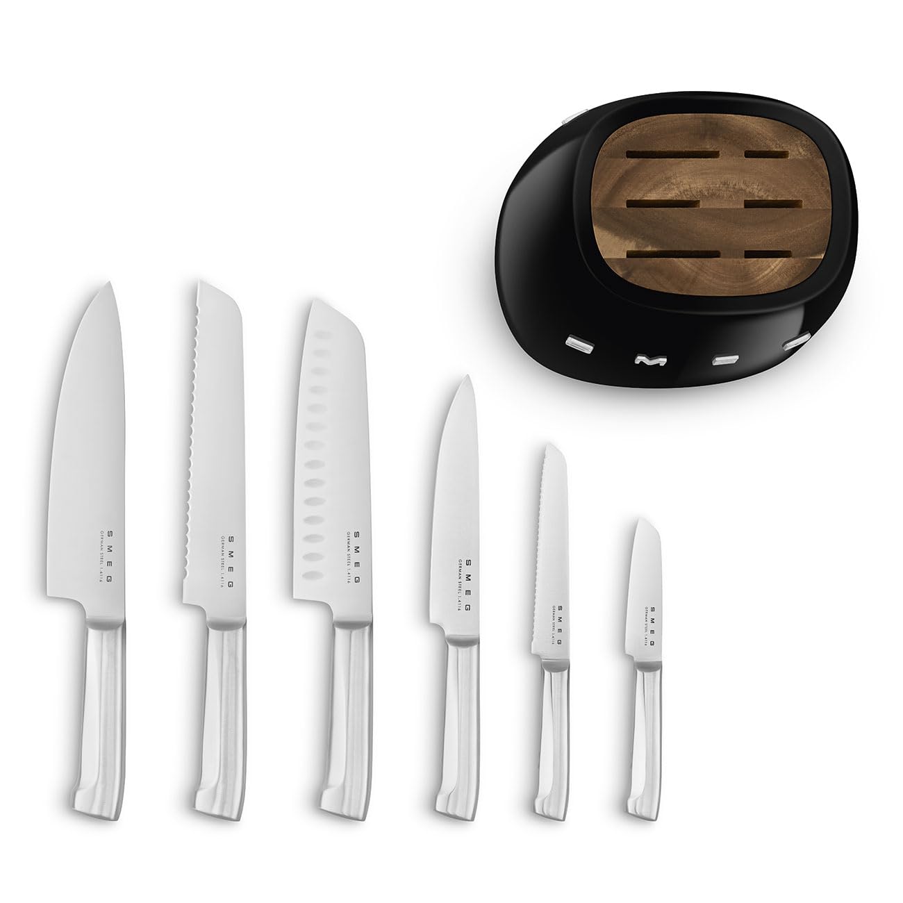 Knife Block Set With Integrated Sharpener 6-Piece Stainless Steel Black