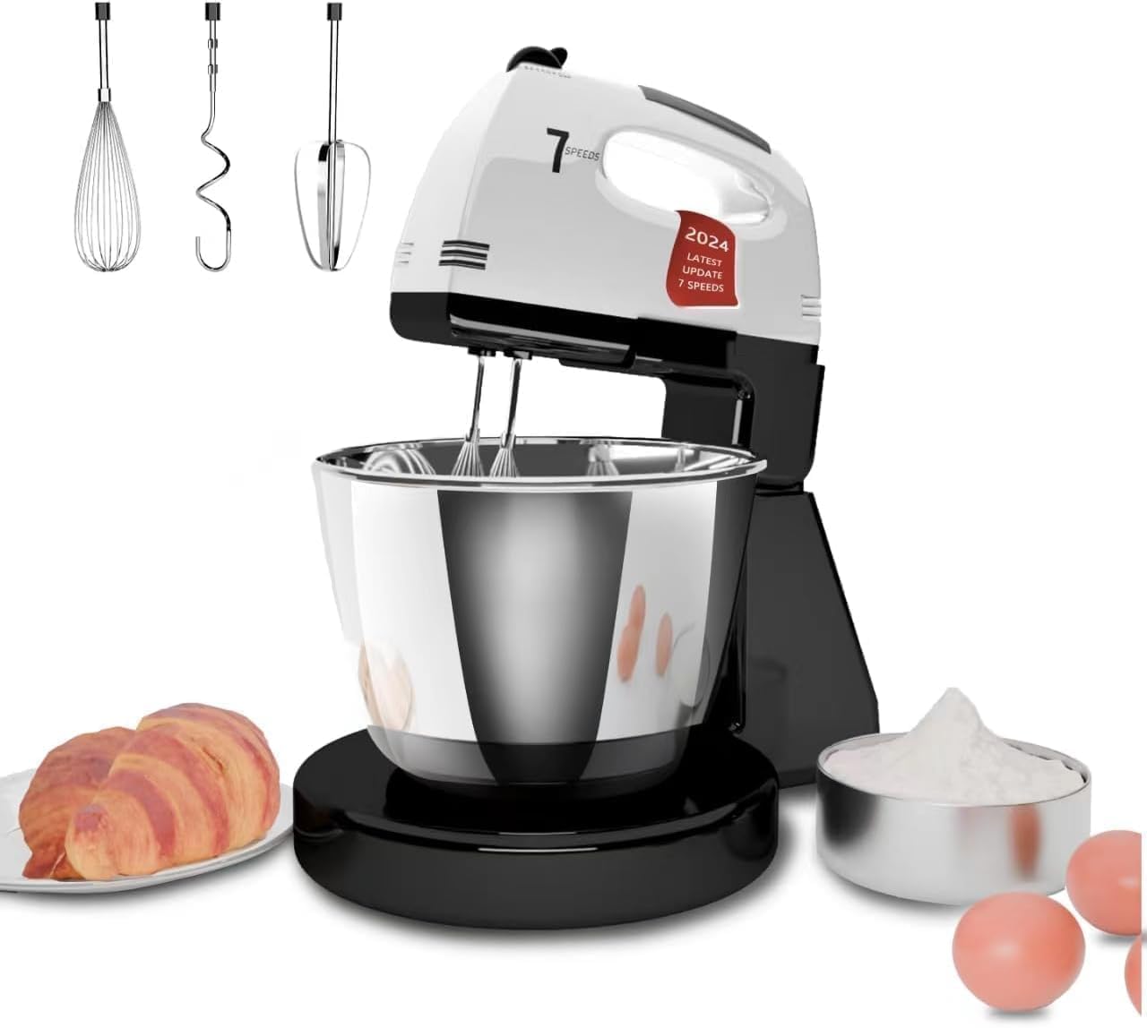 Stand And Hand Mixer 7 Speeds 3QT Stainless Steel Bowl HP2