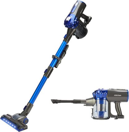 Cordless Stick Vacuum 0.8L 22.2V 150W 2-in-1 Handheld Upright Blue