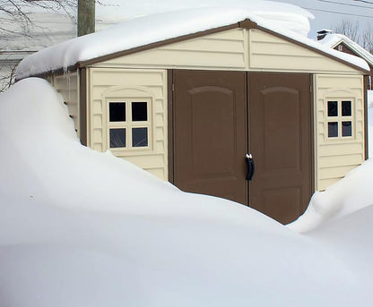 Plastic Garden Storage Shed 10 X 8 Ft Beige Brown Hinged Doors