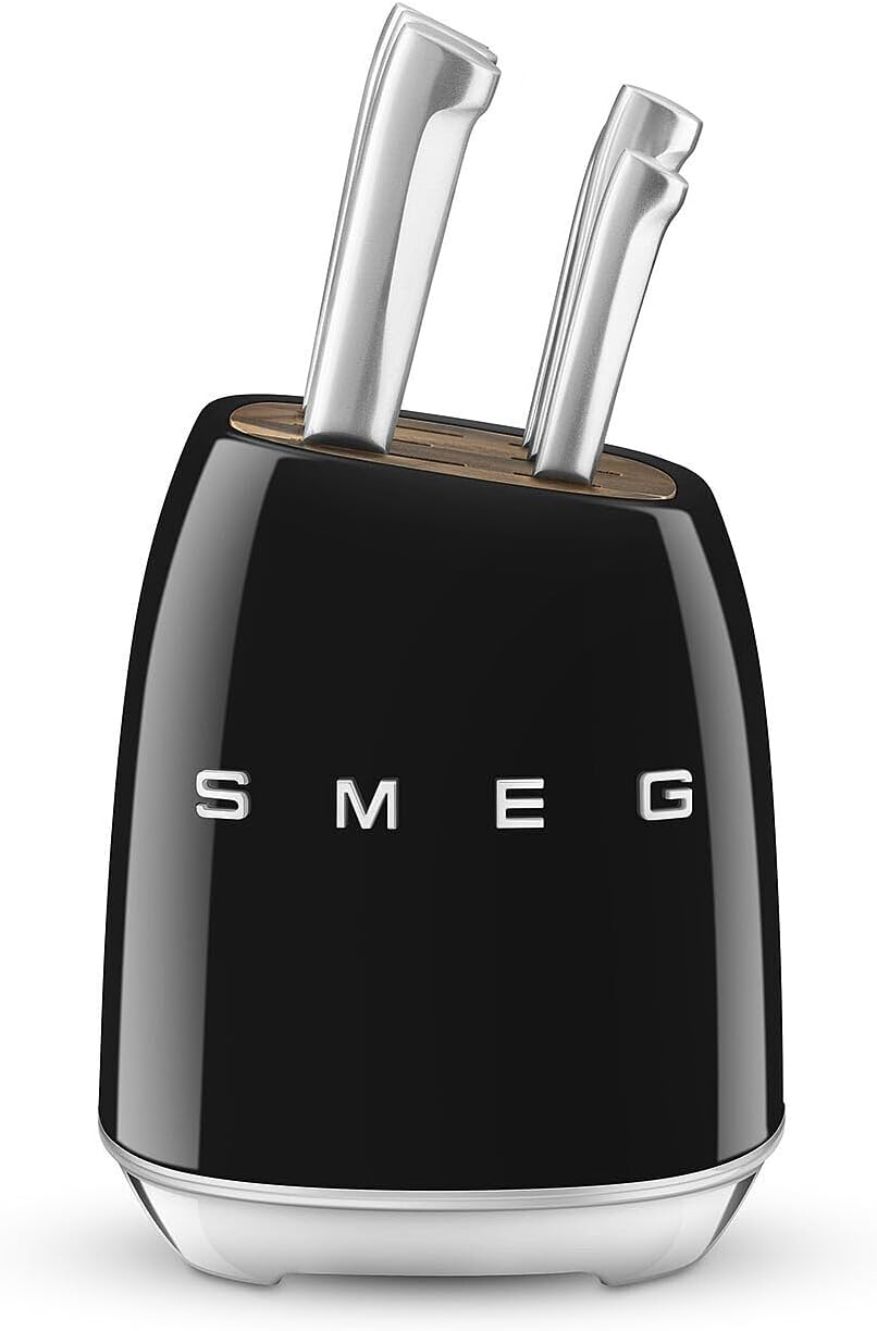 Knife Block Set With Integrated Sharpener 6-Piece Stainless Steel Black