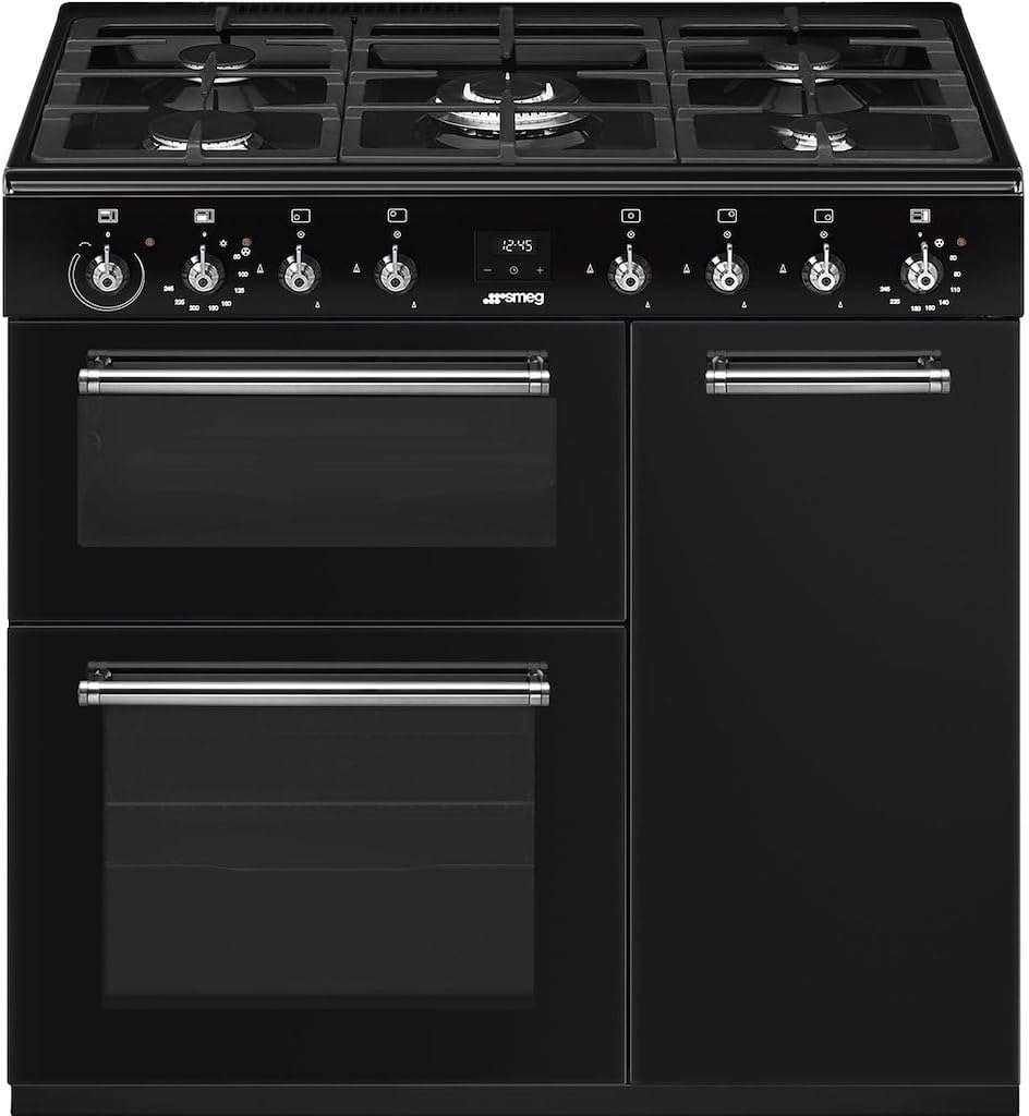 90cm Dual Fuel Range Cooker 61L Fan Convection Black