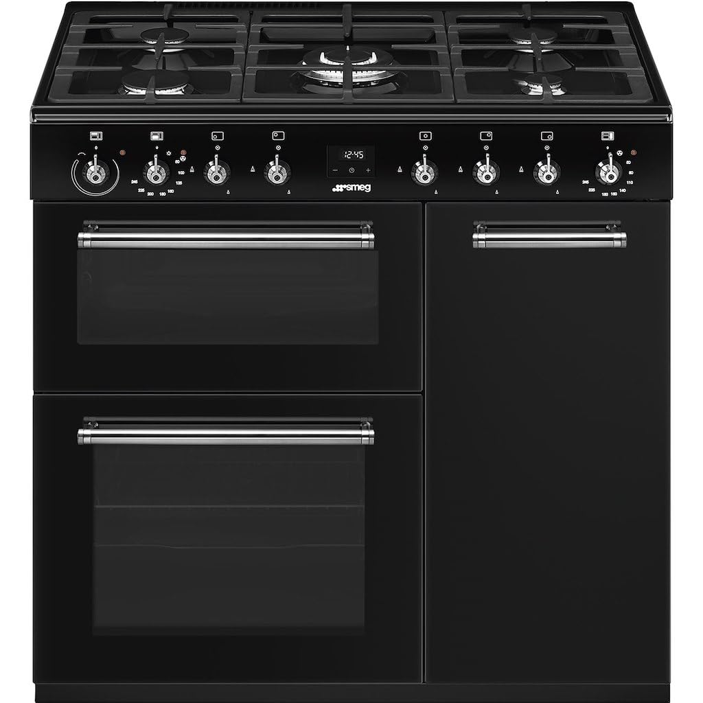 90cm Dual Fuel Range Cooker 61L Fan Convection Black