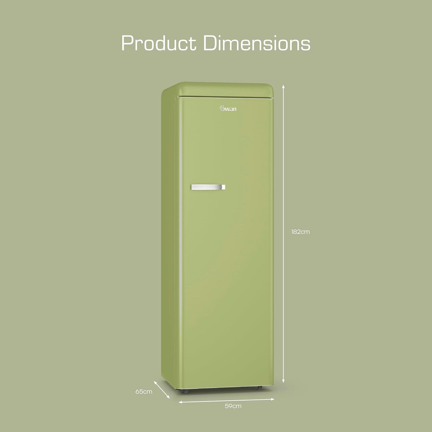 Tall Larder Fridge 337L 5 Shelves Frost Free Green