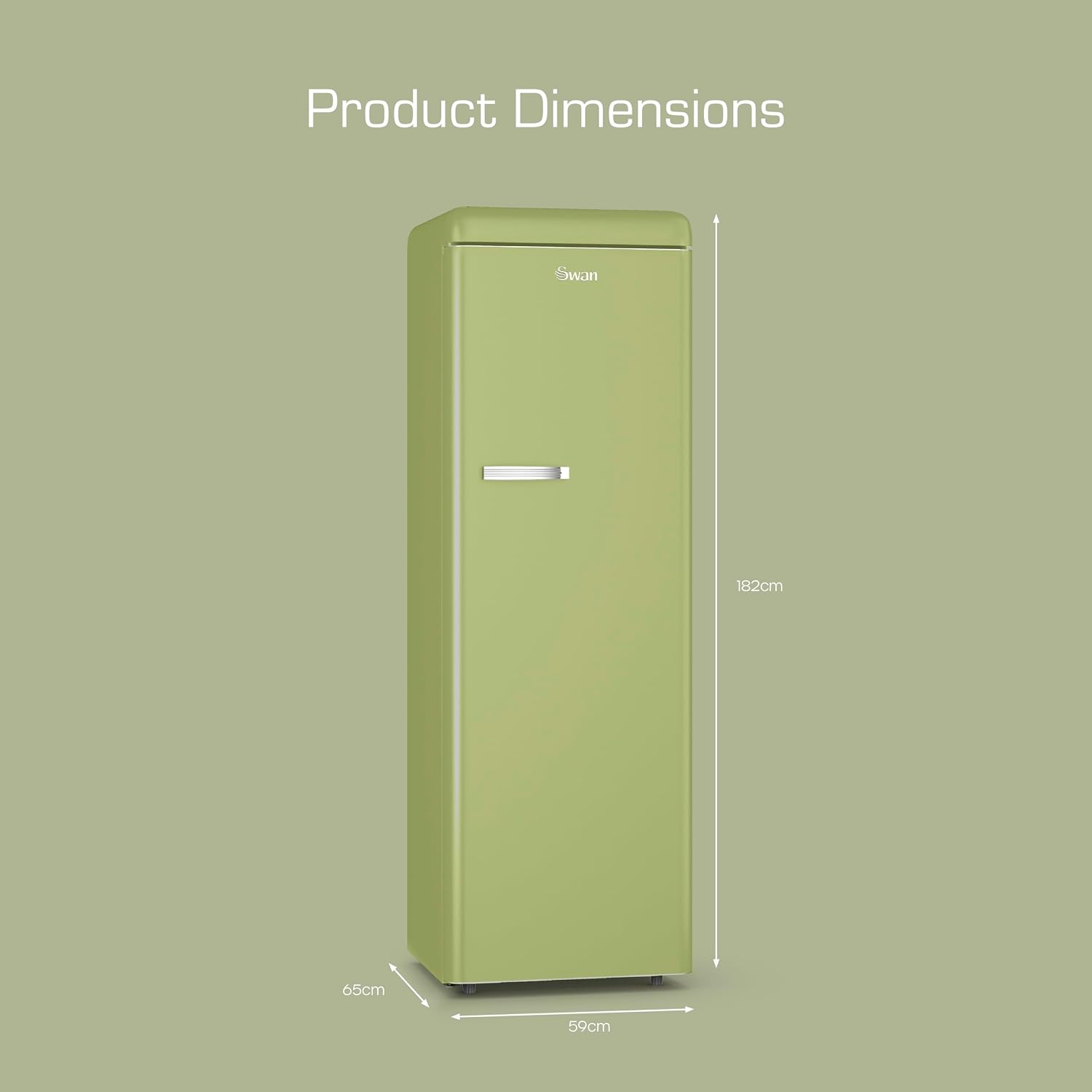 Tall Larder Fridge 337L 5 Shelves Frost Free Green