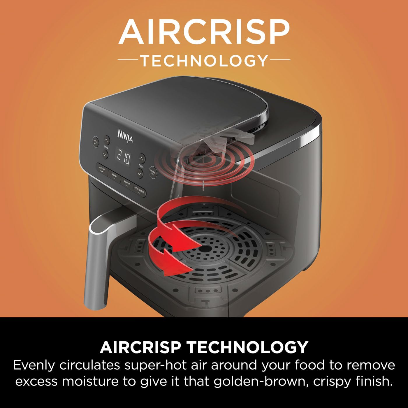 Air Fryer 4.7L 2000W 4 Functions Digital Touch Black