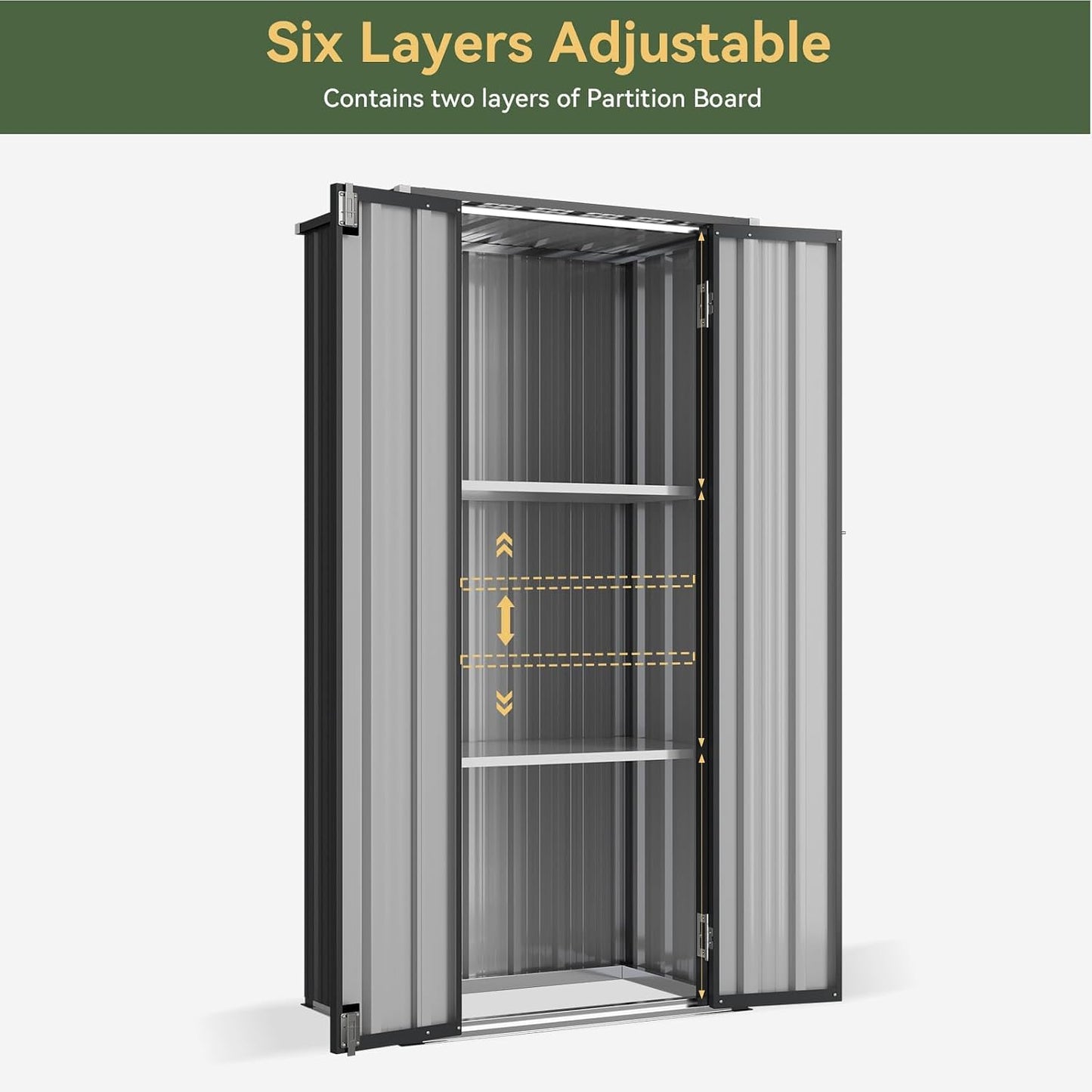 Vertical Garden Storage Shed 29.5 X 17.3 X 68.3 In Black Galvanized Steel