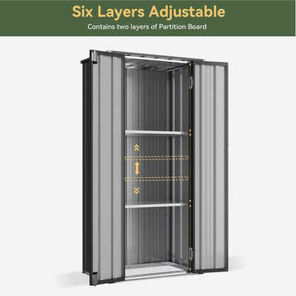 Vertical Garden Storage Shed 29.5 X 17.3 X 68.3 In Black Galvanized Steel