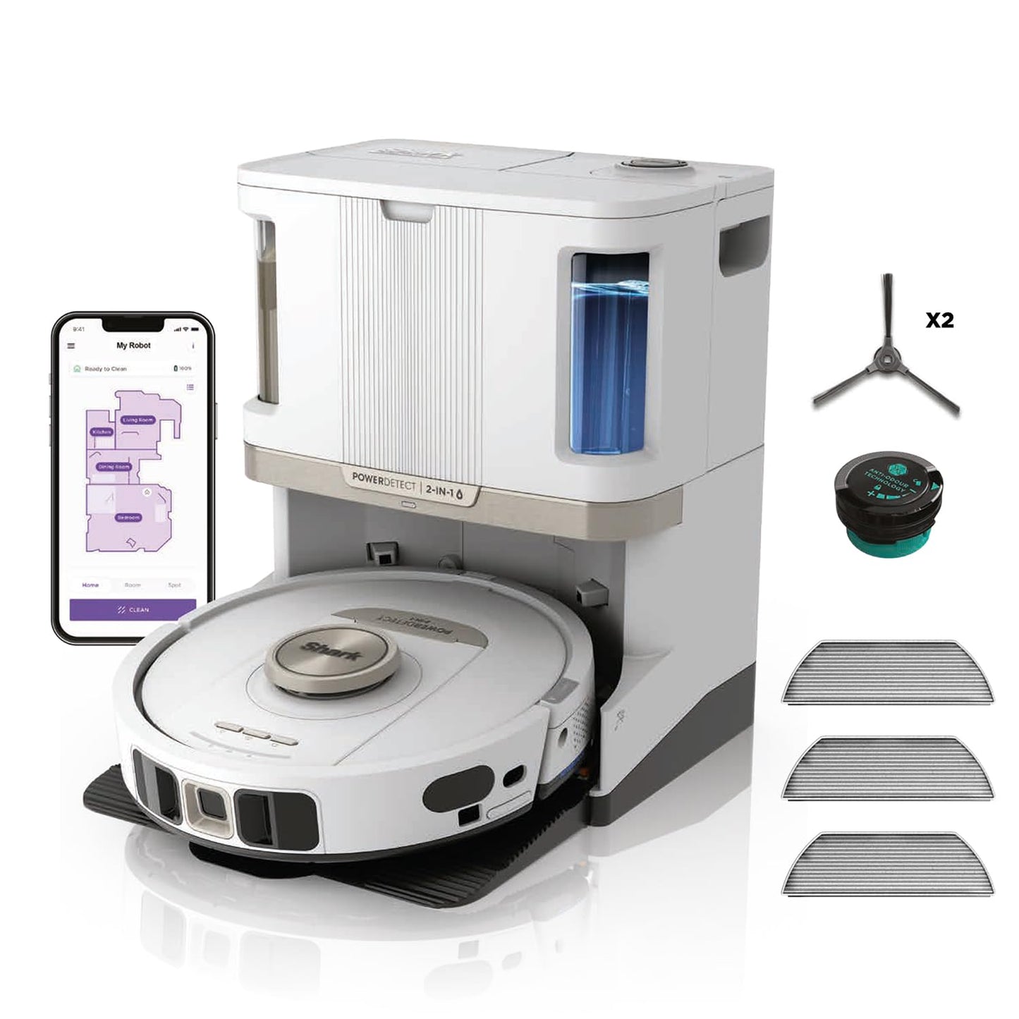 Robot Vacuum And Mop With Self-Emptying Base 60-Day LiDAR Navigation White