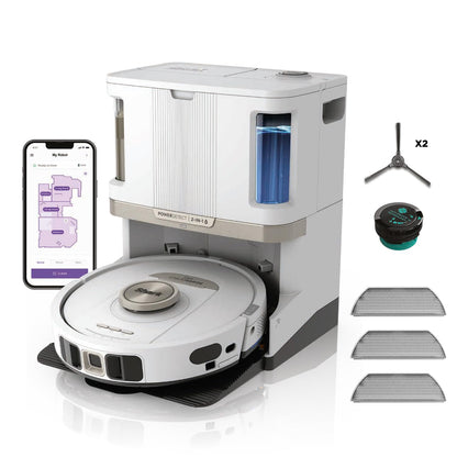 Robot Vacuum And Mop With Self-Emptying Base 60-Day LiDAR Navigation White