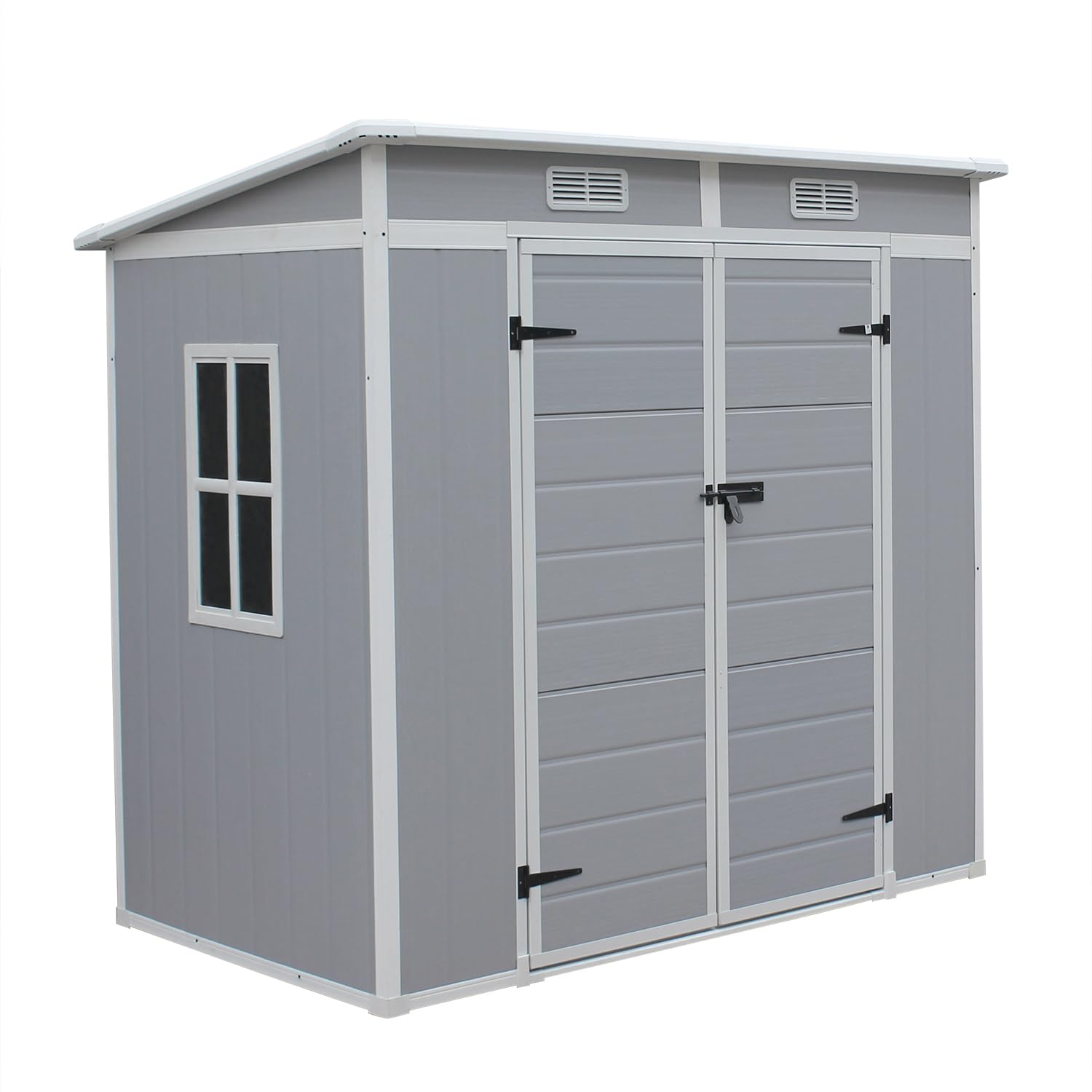 Outdoor Garden Storage Shed 6 X 4 Ft Grey Plastic Aluminium Frame