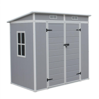 Outdoor Garden Storage Shed 6 X 4 Ft Grey Plastic Aluminium Frame