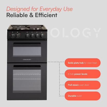 Electric Twin Cavity Cooker 93L 4 Zone Solid Plate Hob Black