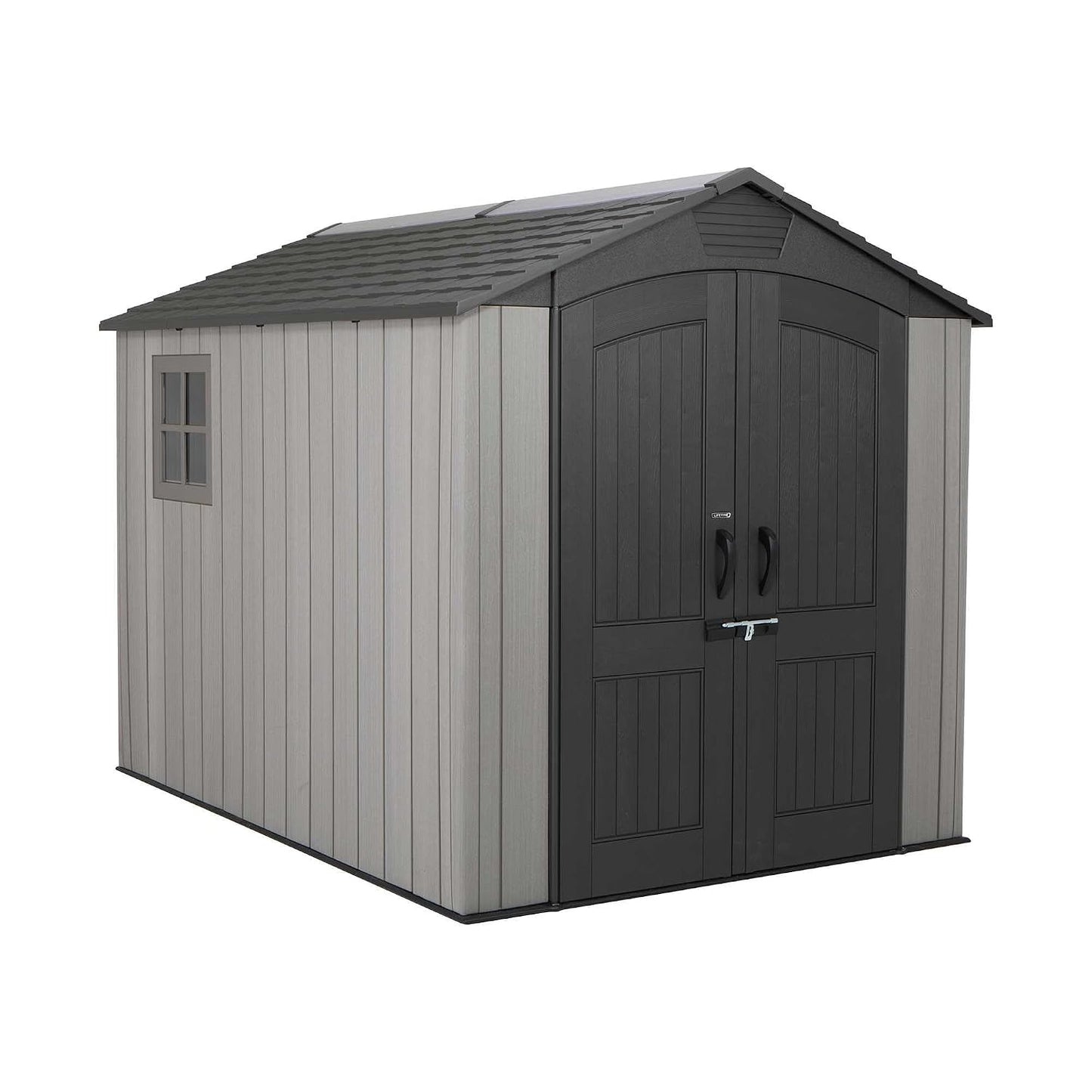Garden Storage Shed 7 X 9.5 Ft Light Grey HDPE Steel Reinforced
