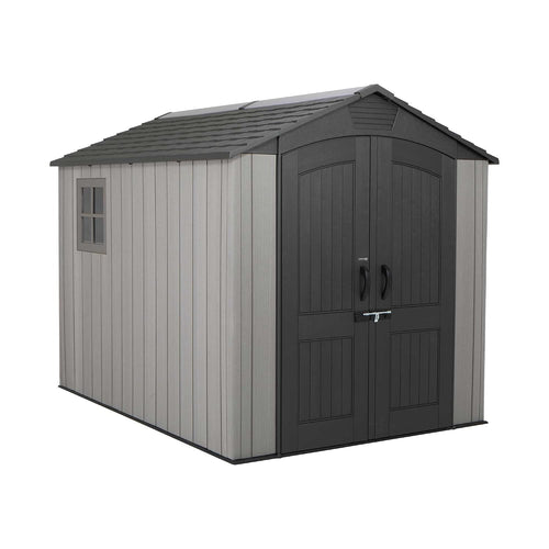 Garden Storage Shed 7 X 9.5 Ft Light Grey HDPE Steel Reinforced