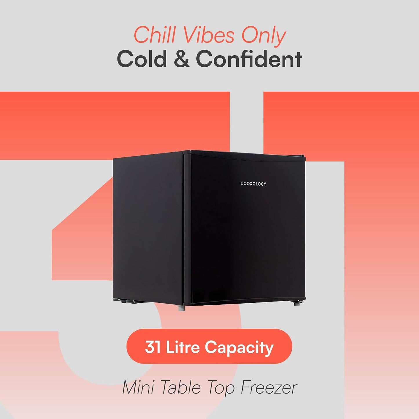 Table Top Freezer 31L Reversible Door Adjustable Thermostat Black