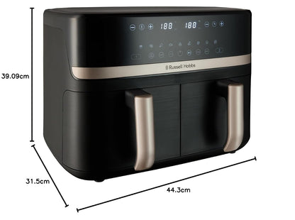 Dual Air Fryer 9L 2800W Dual Basket Touch Control Black