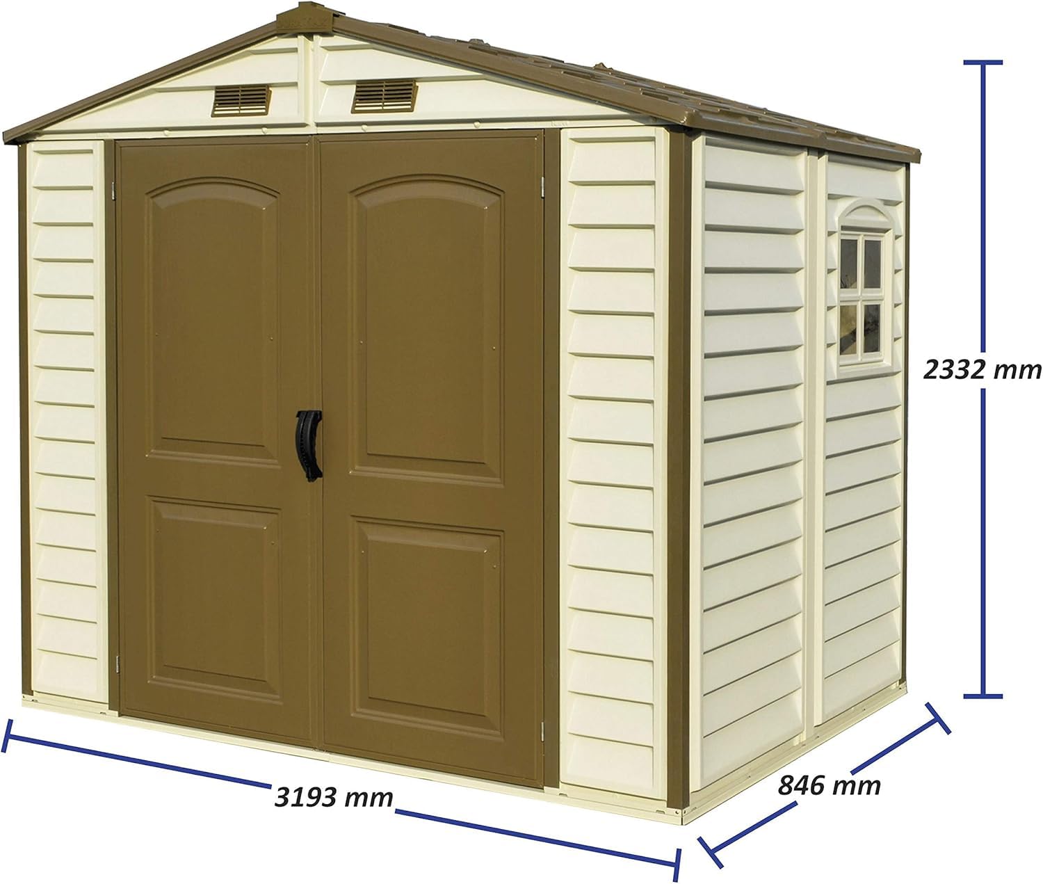 Plastic Garden Storage Shed 8 X 6 Ft Brown Double Doors Lockable
