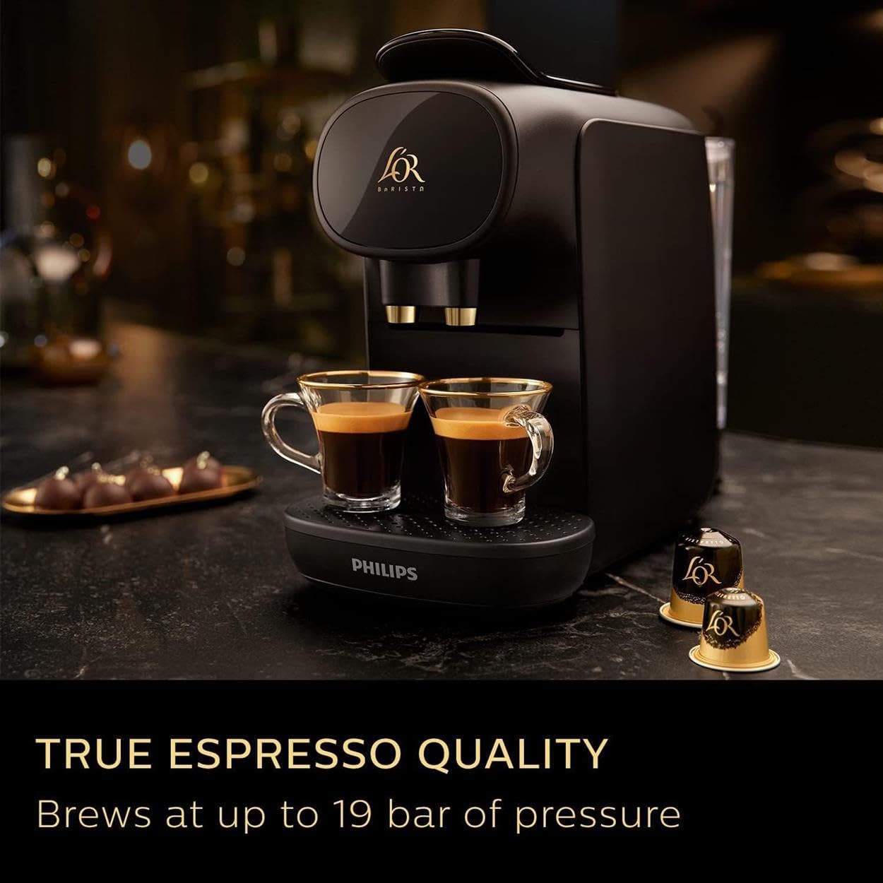 Capsule Coffee Machine Double Shot 19 Bar 1.4L Black